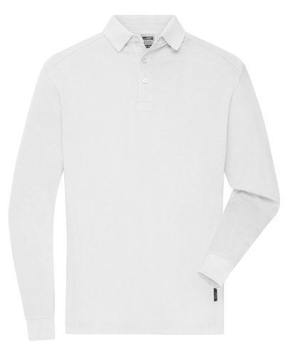 Polo uomo a maniche lunghe in tessuto misto White