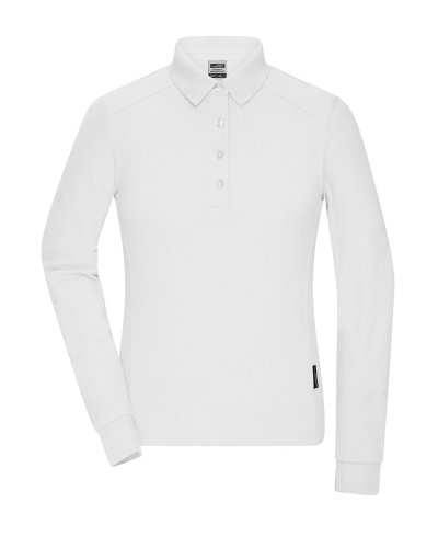 Polo donna a maniche lunghe in tessuto misto White