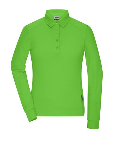 Polo donna a maniche lunghe in tessuto misto Lime Green