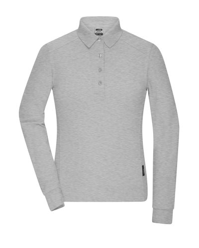 Polo donna a maniche lunghe in tessuto misto Grey Heather