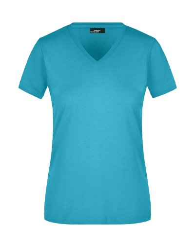 Ladies' Slim Fit V-T Caribbean-blue