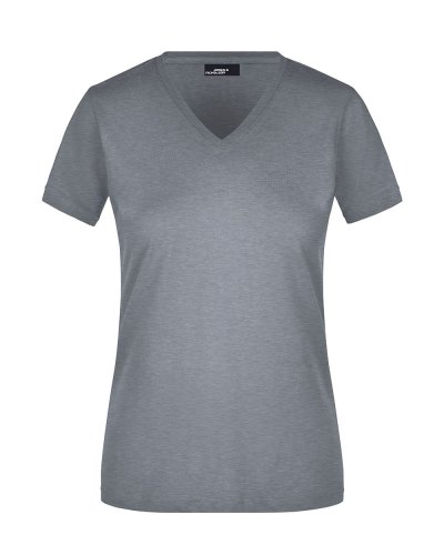 Ladies' Slim Fit V-T Grey Heather