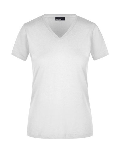 Ladies' Slim Fit V-T White