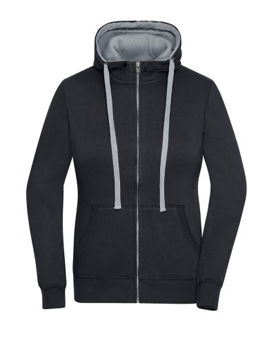 Ladies' Lifestyle Zip-Hoody black/grey heather