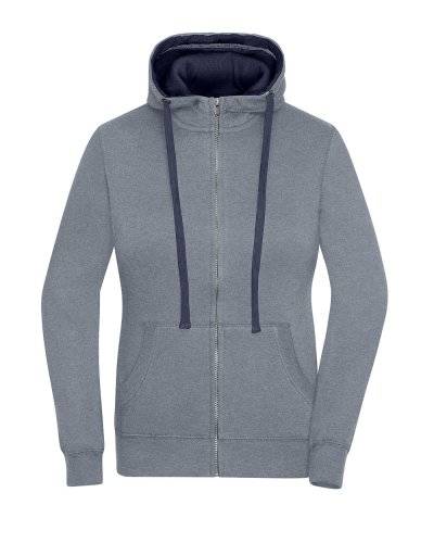 Ladies' Lifestyle Zip-Hoody grey melange/navy