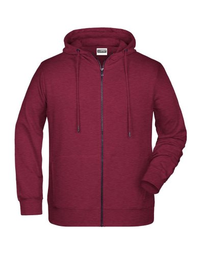 Men's Zip Hoody Burgundy Melange