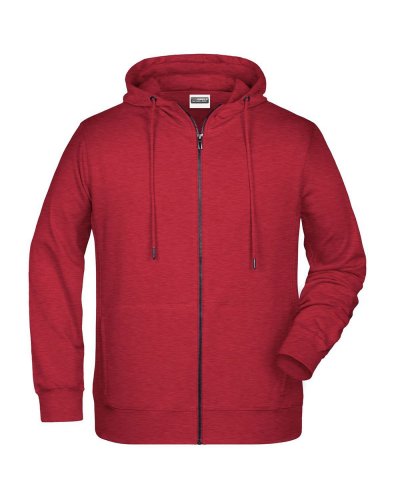 Men's Zip Hoody Carmine-Red-Melange