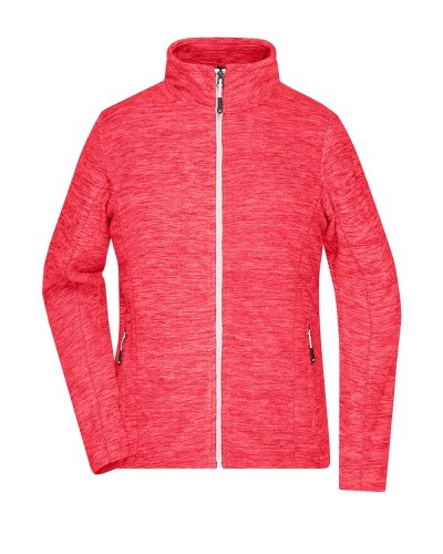 Ladies` Fleece Jacket Coral-melange/white