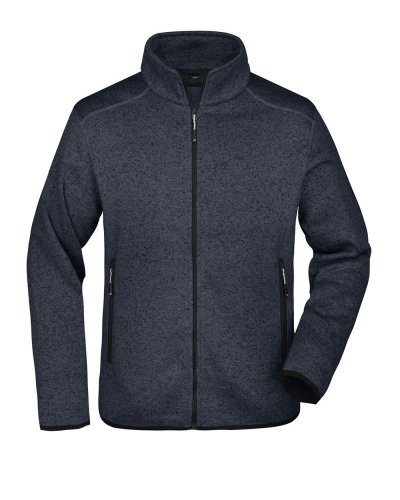 Men's Knitted Fleece Jacket Dark Grey Melange / Silver