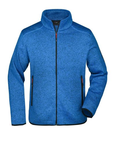 Men's Knitted Fleece Jacket Royal Melange / Red