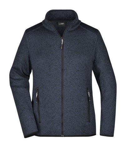 Ladies' Knitted Fleece Jacket Dark Grey Melange / Silver