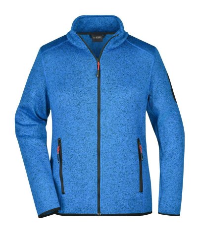 Ladies' Knitted Fleece Jacket Royal Melange / Red