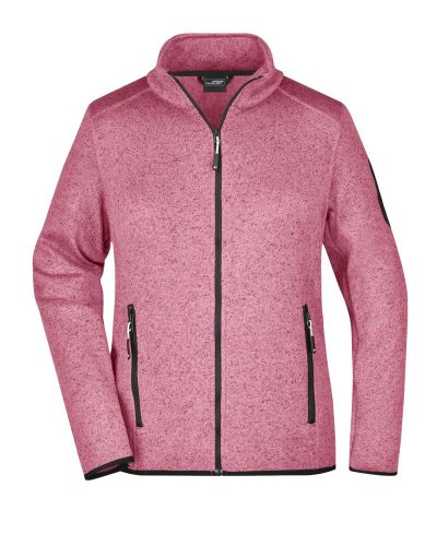 Ladies' Knitted Fleece Jacket Pink-melange/off-white