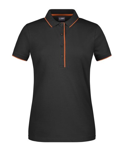 Ladies' Polo Stripe Black/Orange