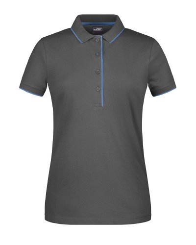 Ladies' Polo Stripe Graphite/Aqua