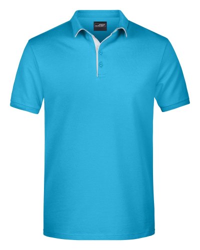 Men's Polo Single Stripe Turquoise/White