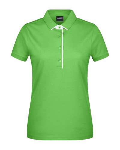 Ladies' Polo Single Stripe Lime Green/White