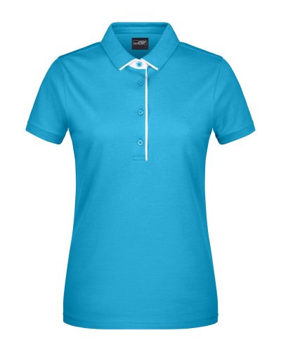 Ladies' Polo Single Stripe Turquoise/White