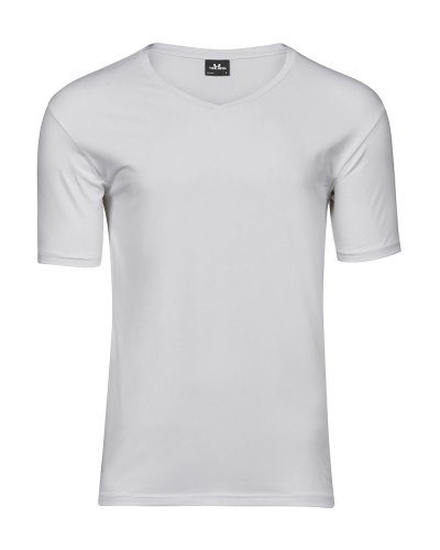 T-shirt uomo scollo a V Stretch White