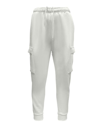 Pantalone cargo in felpa soft Bianco Panna