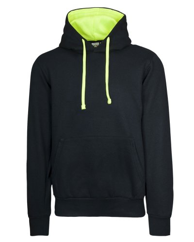 Felpa cappuccio contrasto Nero/Giallo Tech Fluo