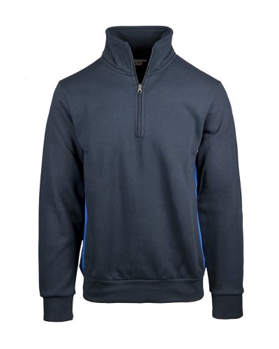 Felpa collo zip con fianchetti contrasto Blu/Royal Sport