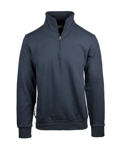 Felpa collo zip con fianchetti contrasto Blu/Bianco