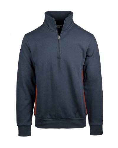 Felpa collo zip con fianchetti contrasto Blu/Rosso