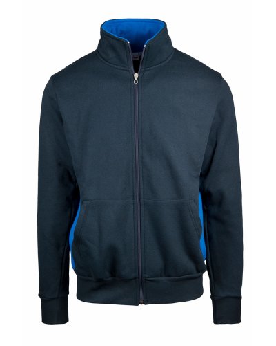 Felpa collo zip intera con fianchetti contrasto Blu/Royal Sport