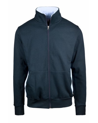 Felpa collo zip intera con fianchetti contrasto Blu/Bianco