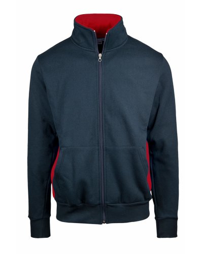 Felpa collo zip intera con fianchetti contrasto Blu/Rosso
