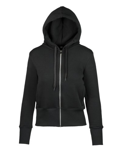 Felpa soft donna cappuccio zip Nero