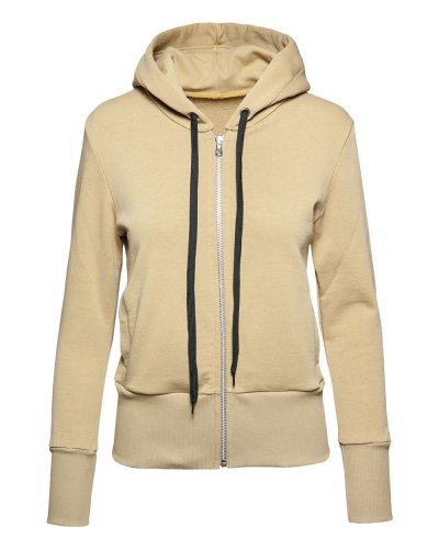 Felpa soft donna cappuccio zip Cammello