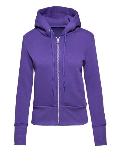Felpa soft donna cappuccio zip Viola