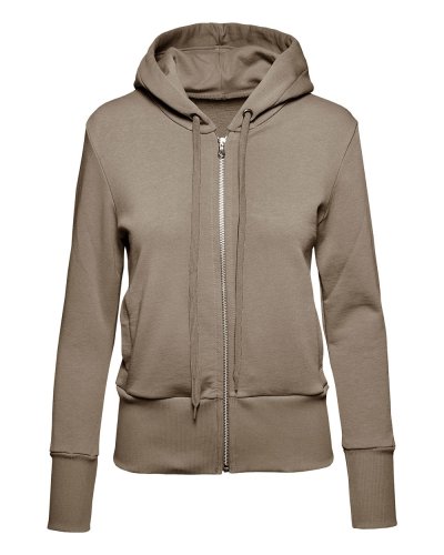 Felpa soft donna cappuccio zip Tabacco