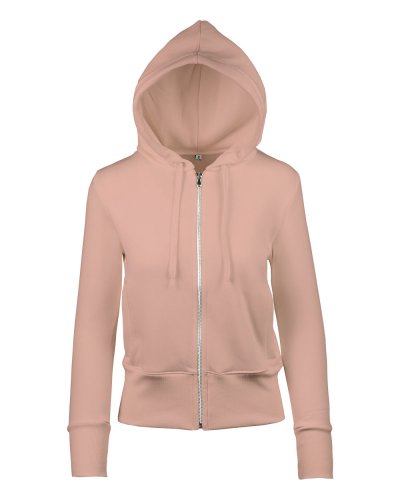 Felpa soft donna cappuccio zip Rosa Polvere