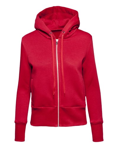 Felpa soft donna cappuccio zip Rosso