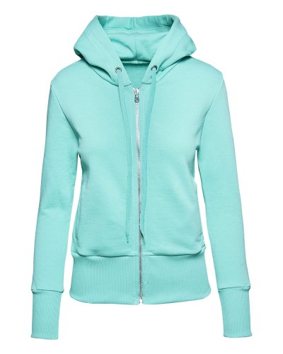 Felpa soft donna cappuccio zip Acqua Marina