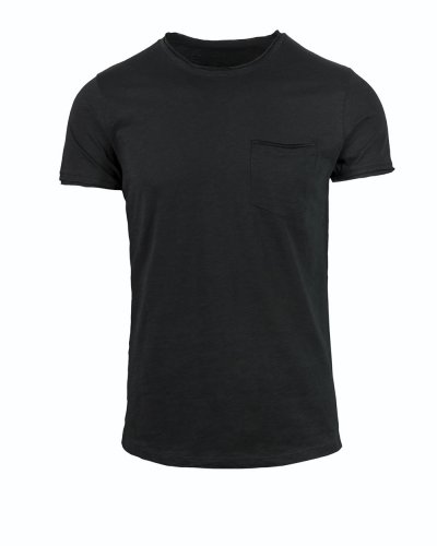 Maglia fiammata con taschino Nero