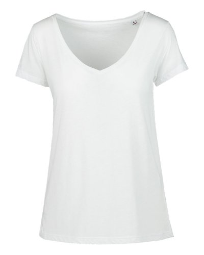 Maglia donna modal collo V Bianco
