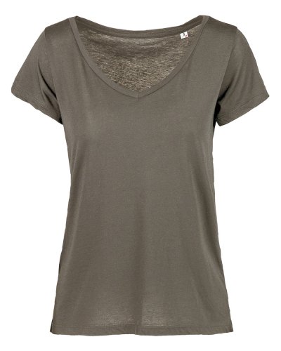 Maglia donna modal collo V Fango