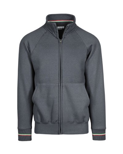 Felpa a zip ecosostenibile con dettagli tricolore Piombo ECO