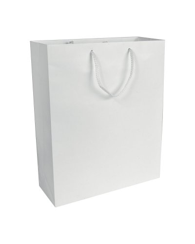 Shopper con soffietto in carta laminata Bianco