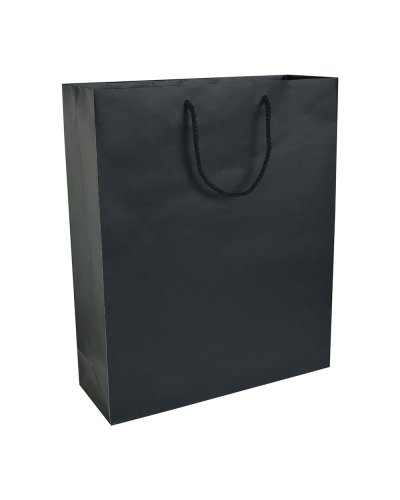 Shopper con soffietto in carta laminata Nero