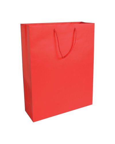 Shopper con soffietto in carta laminata Rosso