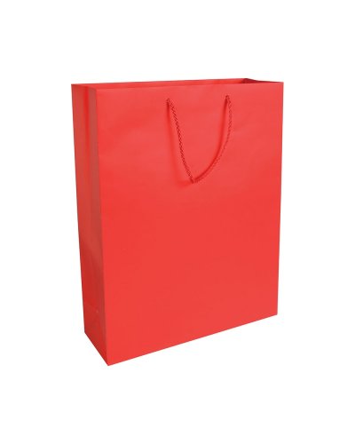 Shopper con soffietto in carta laminata Rosso