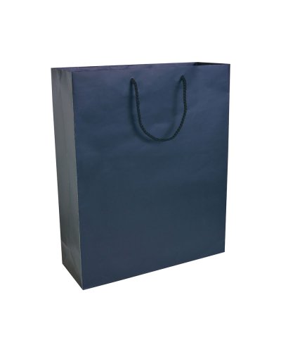 Shopper con soffietto in carta laminata Blu scuro