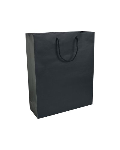 Shopper con soffietto in carta laminata Nero