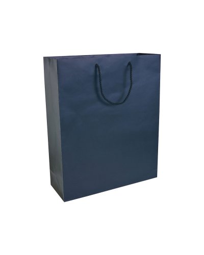 Shopper con soffietto in carta laminata Blu scuro