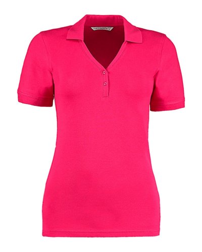 Polo donna con scollo a V Regular Fit Comfort® Raspberry